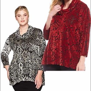 🚨 FINAL SALE - Ruby Rd. Cowl Neck Burnout Shark Velvet Top